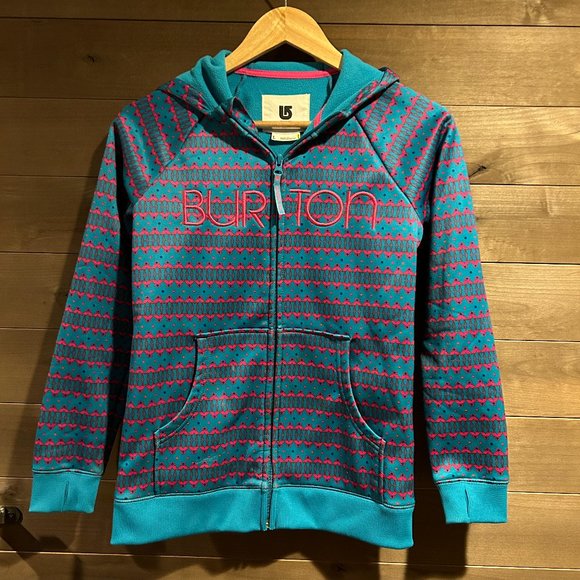 BURTON Snowboards Pink Flamingos Logo Full Zip Hoodie Sweatshirt Top - Picture 1 of 5